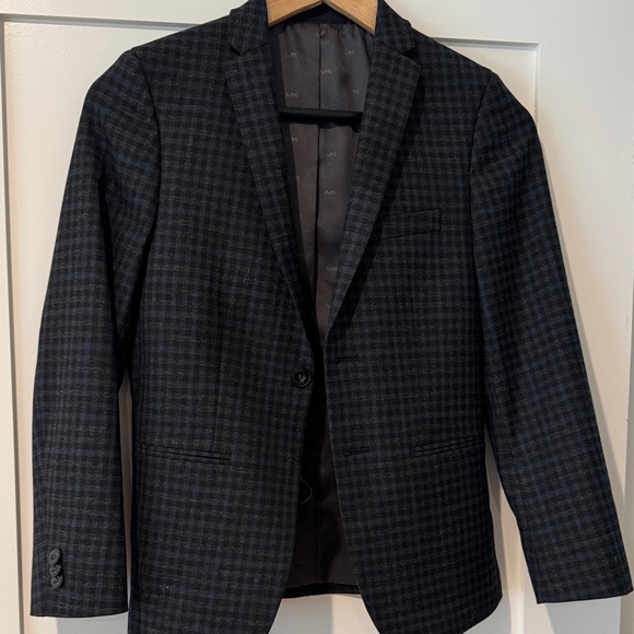 Michael Kors Kids Black Gray Blue Checkered Blazer - Picture 1 of 5